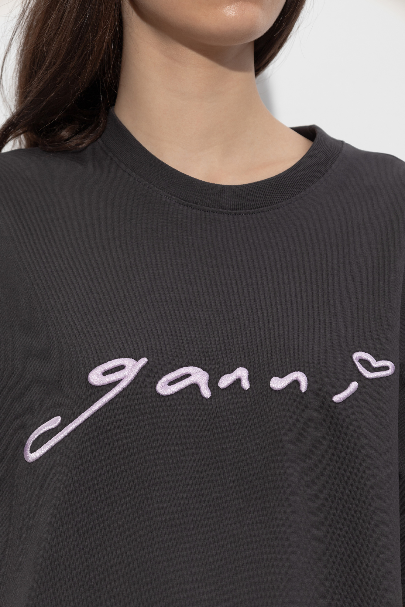 トップス GANNI 2025 SS Shirt Ganni T-shirt with embroidered logo | Women's | Vitkac